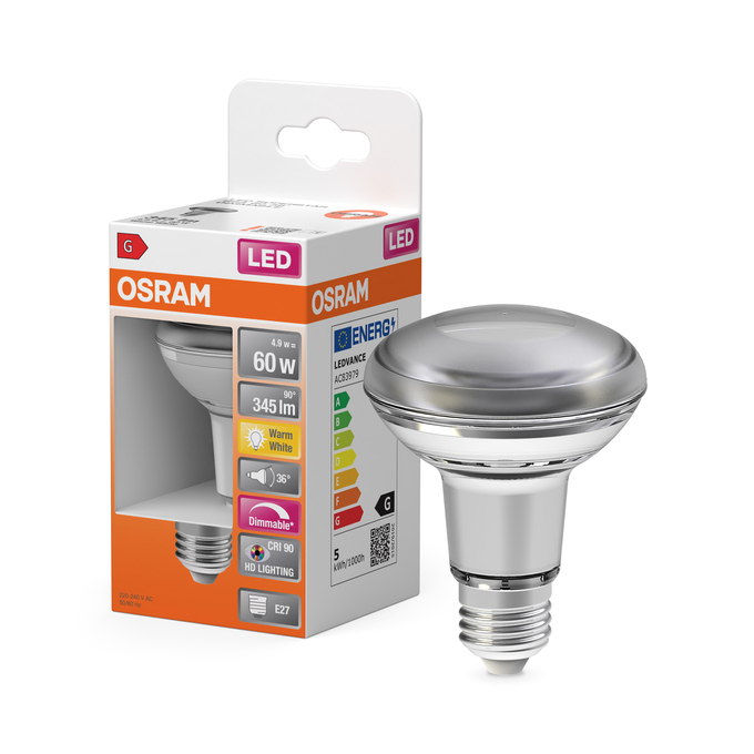 SST R63 60 36 ° 5.9 W/2700 K E27  Scatto combinato = Scatto Product Beauty + immagine della confezione