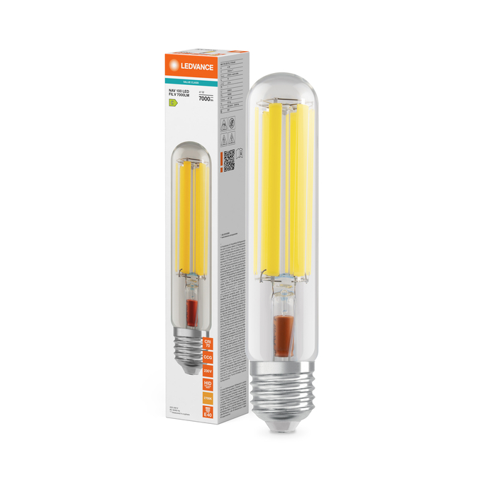 NAV 100 LED FILAMENT VALUE 7000LM 41W 727 E40 Combinatiefoto = Product Beauty Shot + Verpakkingsafbeelding