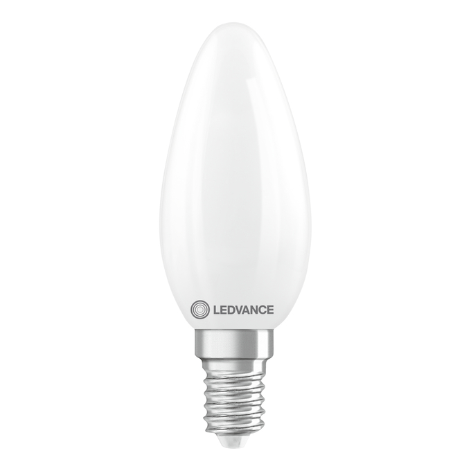 LED Classic B 40 Filament DIM CRI97 S 4.2W 927 Frosted E14 white, upright, LEDVANCE logo