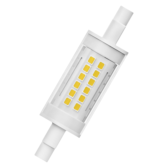 LED Slim Line 78 75 300° DIM P 9.5W 827 Clear R7s white, diagonal