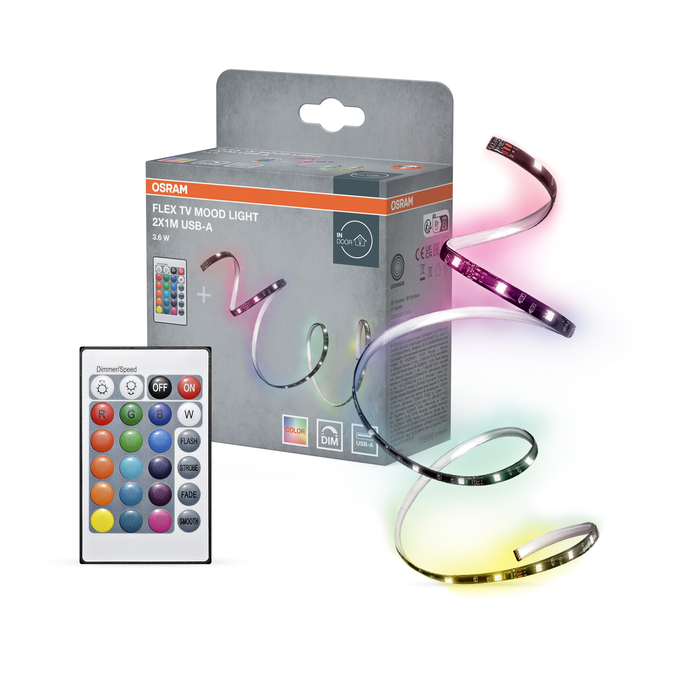 Flex Strip TV Mood Light RGB 2x1m USBA Remote Control Kombinirani snimak = Slika proizvoda + slika pakiranja