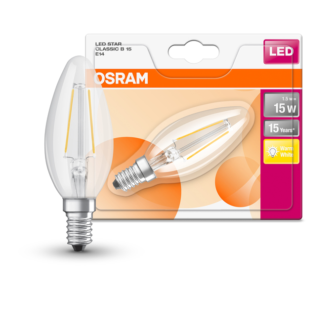 ST CLAS B 15 CL 1.5 W/2700 K E14  Combo Shot = Product Beauty Shot + Packaging Image