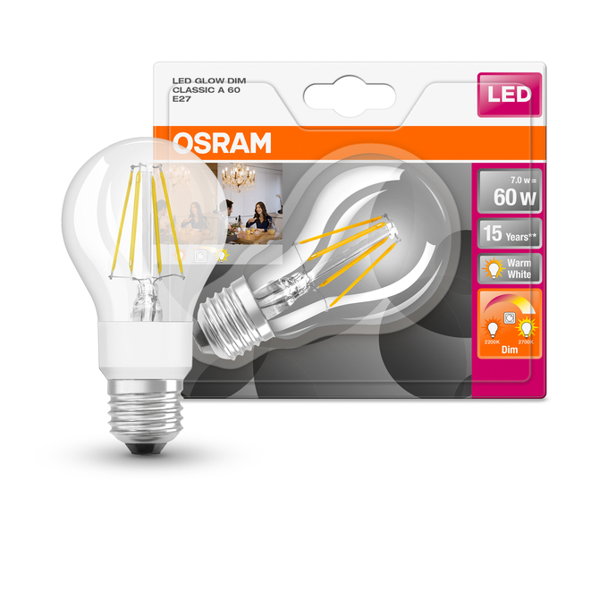SST CLAS A 60 CL 7 W/2200…2700 K E27  Scatto combinato = Scatto Product Beauty + immagine della confezione